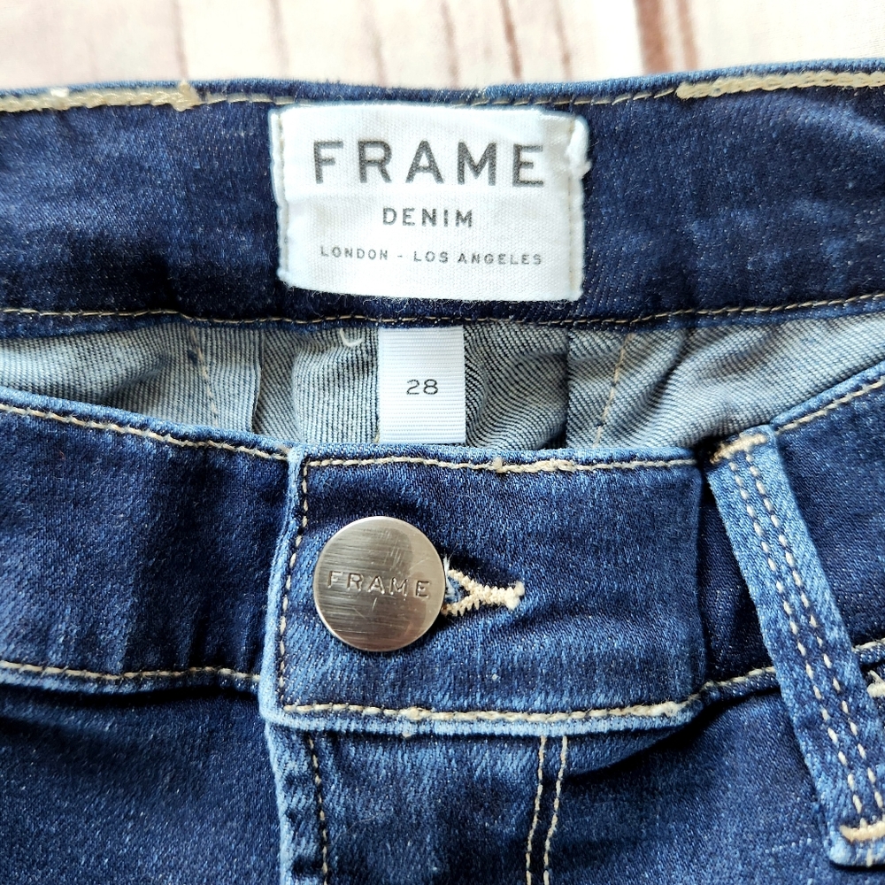 Frame "Le Skinny De Jeanne" Mid-rise Ankle Length Blue Jean | Women's Size 28 - Picture 9 of 14